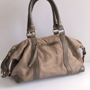 ROOTS taupe satchel genuine leather GUC